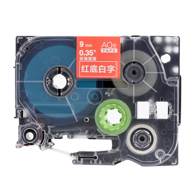AQe-425 9mm紅底白字AQE標準覆膜標簽色帶