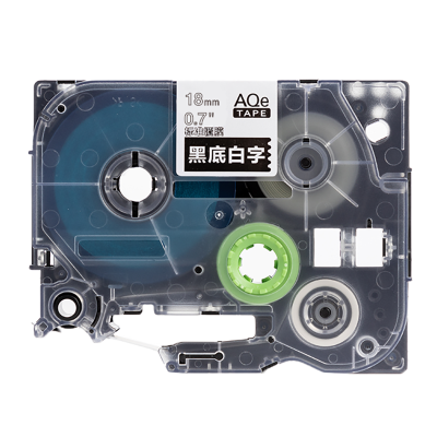 AQe-345 18mm黑底白字AQE標準覆膜標簽色帶