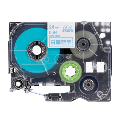 AQe-253 24mm白底藍字AQE標準覆膜標簽色帶