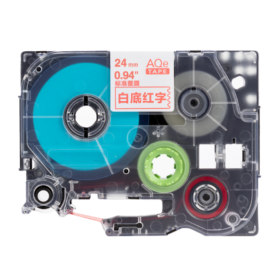 AQe-252 24mm白底紅字AQE標準覆膜標簽色帶