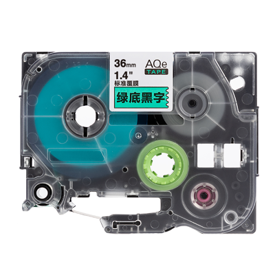 AQe-761 36mm綠底黑字AQE標準覆膜標簽色帶